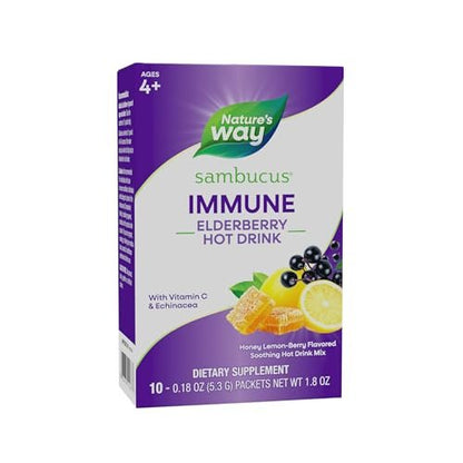 Nature's Way Sambucus Holunder Heißgetränk mit Vitamin C und Echinacea, Immununterstützung*, Honig-Zitrone-Beere-Geschmack, 10 Portionsbeutel (Verpackung kann variieren)