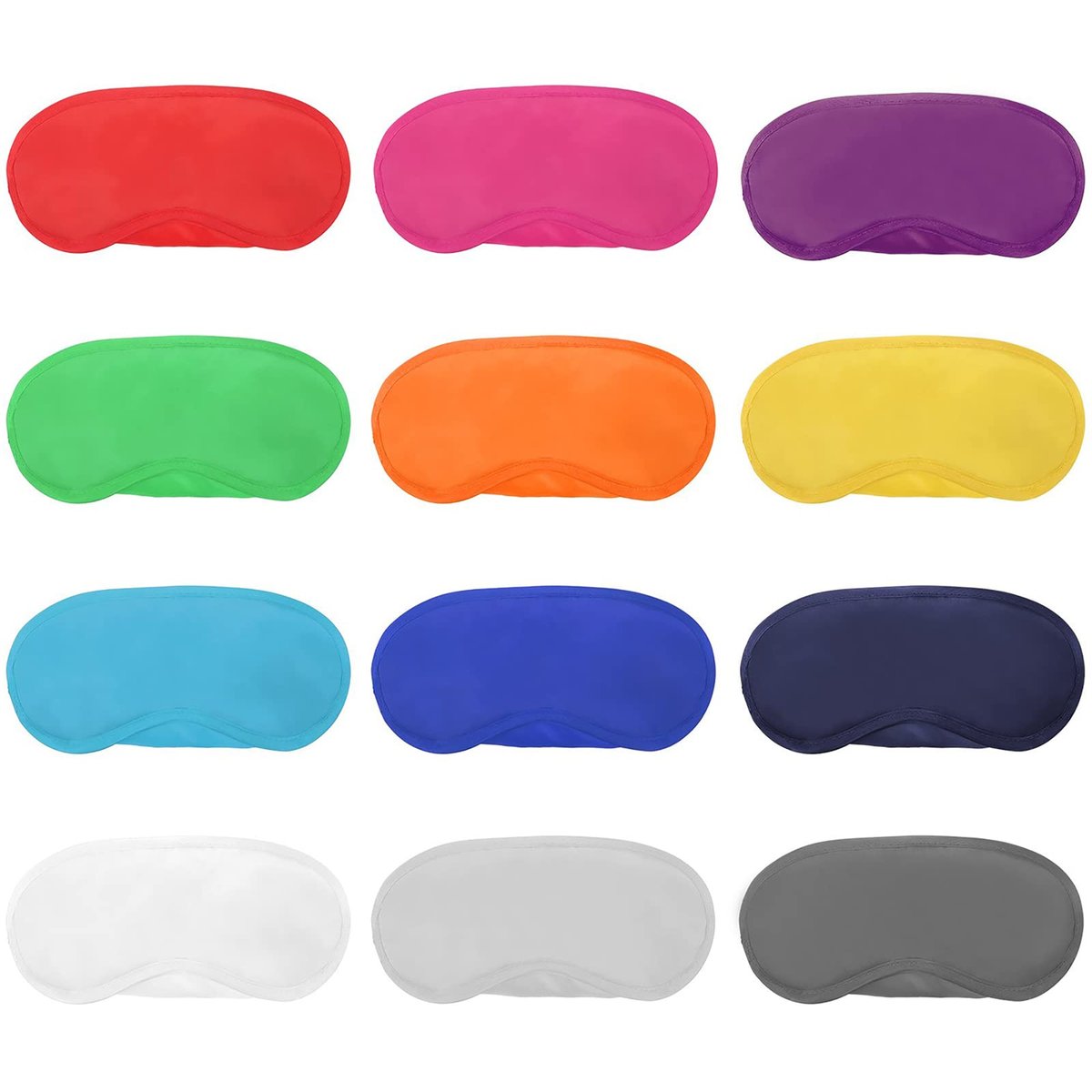 12-teiliges Multicolor Augenmasken-Set – Leichte Schlafmaske mit Nasensteg und elastischen Bändern für Kinder, Frauen und Männer, 12 Farben