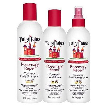 Fairy Tales Rosemary Repel Daily Kids Shampoo, Conditioner & Conditioning Spray Set – 3-teiliges Pflegeset gegen Läuse