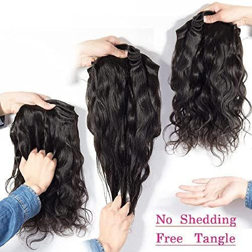 Flady 10A Brazilian Body Wave 4 Bundles mit Closure – Unprocessed Virgin Human Hair Bundles (14 16 18 20+12 Closure)