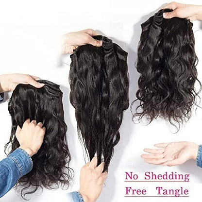 Flady 10A Brazilian Body Wave 4 Bundles mit Closure – Unprocessed Virgin Human Hair Bundles (14 16 18 20+12 Closure)