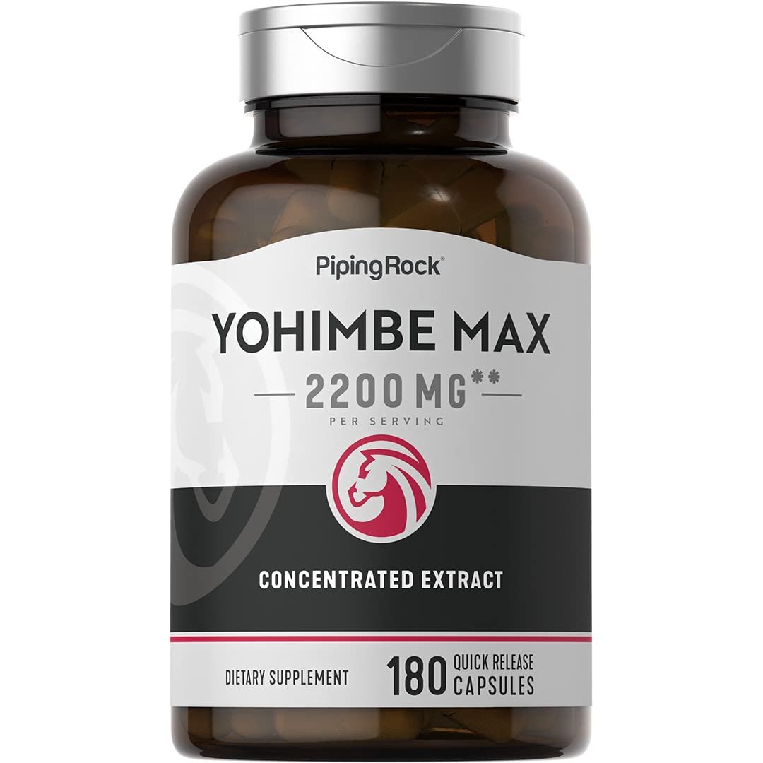 Piping Rock Yohimbe Kapseln für Männer | 180 Kapseln | Max. konzentrierter Extrakt | mit Pausinystalia Yohimbe | Non-GMO, glutenfrei