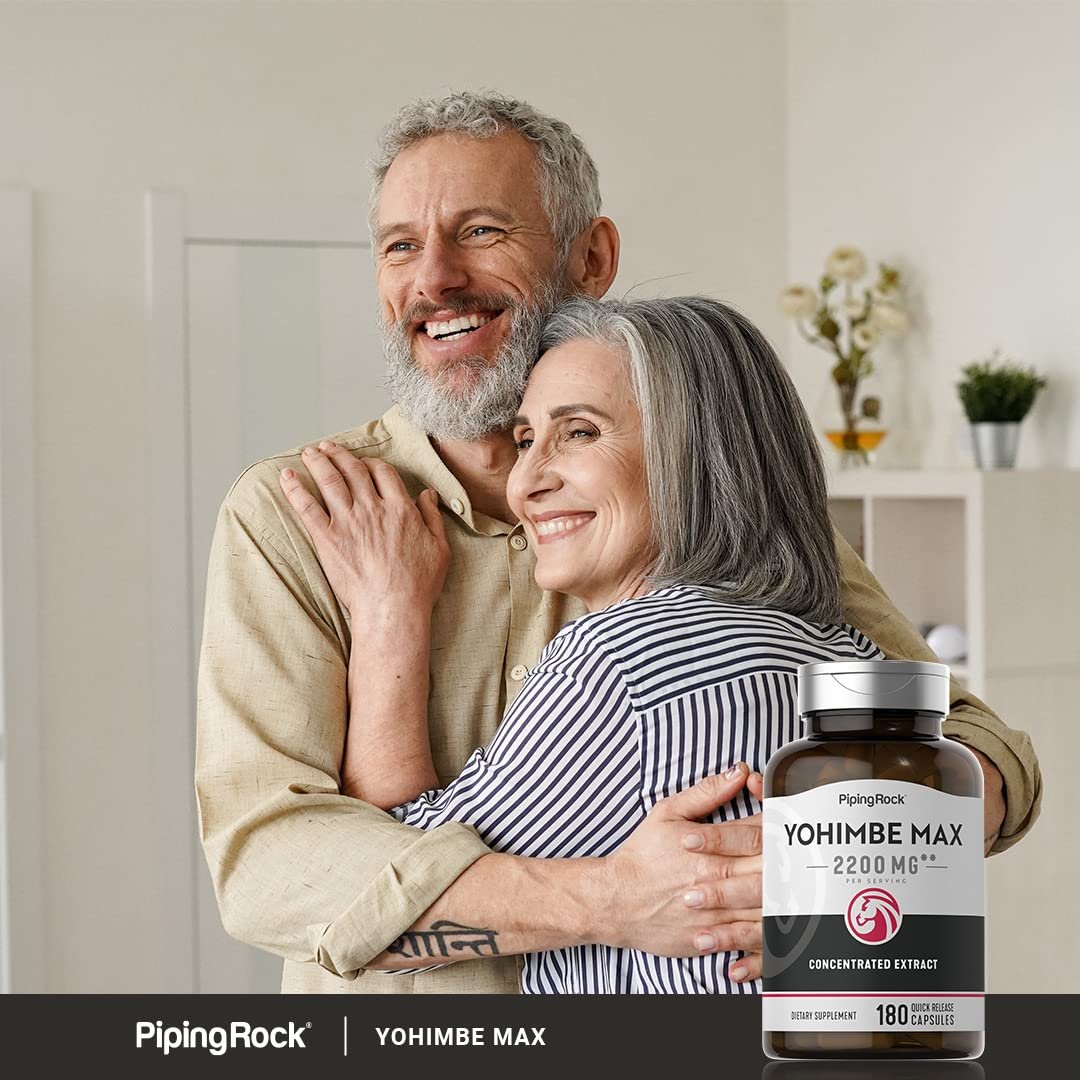 Piping Rock Yohimbe Kapseln für Männer | 180 Kapseln | Max. konzentrierter Extrakt | mit Pausinystalia Yohimbe | Non-GMO, glutenfrei