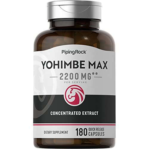 Piping Rock Yohimbe Kapseln für Männer | 180 Kapseln | Max. konzentrierter Extrakt | mit Pausinystalia Yohimbe | Non-GMO, glutenfrei