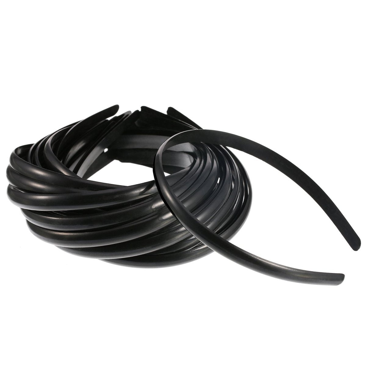 Hicarer 30er-Pack Plastik-Haarbänder 10 mm, schlicht, ohne Zähne, DIY-Haarbänder für Mädchen und Frauen (Schwarz)