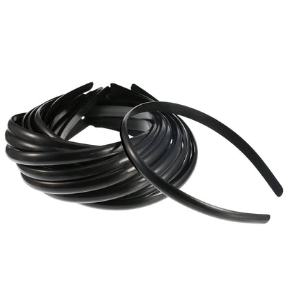 Hicarer 30er-Pack Plastik-Haarbänder 10 mm, schlicht, ohne Zähne, DIY-Haarbänder für Mädchen und Frauen (Schwarz)