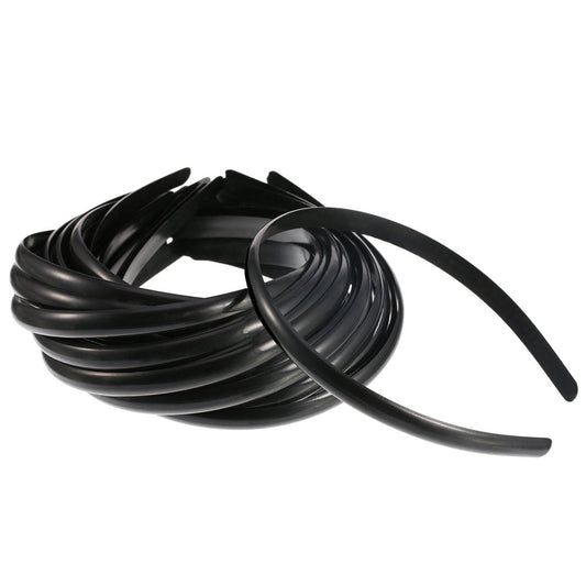 Hicarer 30er-Pack Plastik-Haarbänder 10 mm, schlicht, ohne Zähne, DIY-Haarbänder für Mädchen und Frauen (Schwarz)