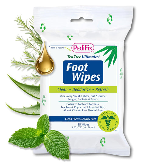 PediFix Tea Tree Ultimates Fußtücher – Natürliche Desodorierung & Reinigung mit Teebaumöl, Pfefferminze & Aloe Vera gegen Geruch & Schweiß