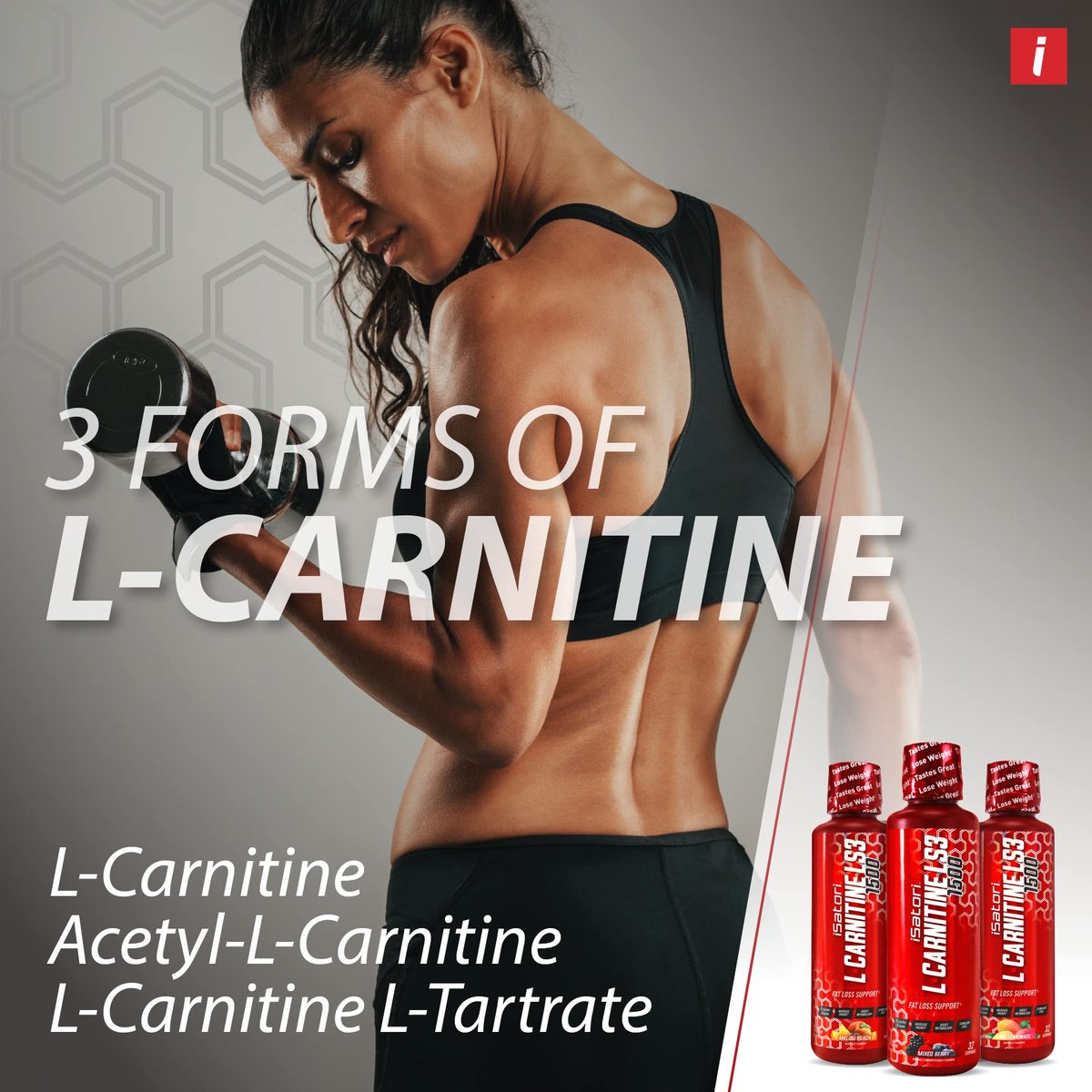 iSatori L-Carnitin LS3 1500 – Flüssiges L-Carnitin mit Acetyl & Tartrat, Stimulanzienfrei, Zuckerfrei, Keto-freundlich, Geschmack Mixbeere (32 Portionen)