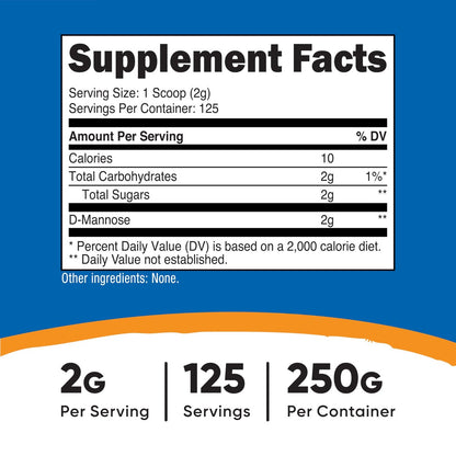 Nutricost D-Mannose Pulver 250 Gramm – Non-GMO & Glutenfrei