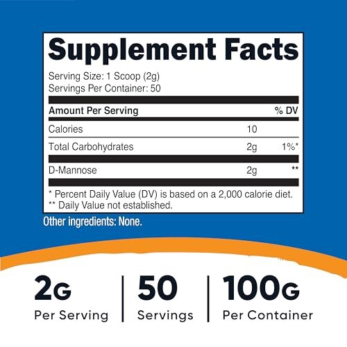 Nutricost D-Mannose Pulver 100 Gramm (50 Portionen) - Nicht-GVO und Glutenfrei