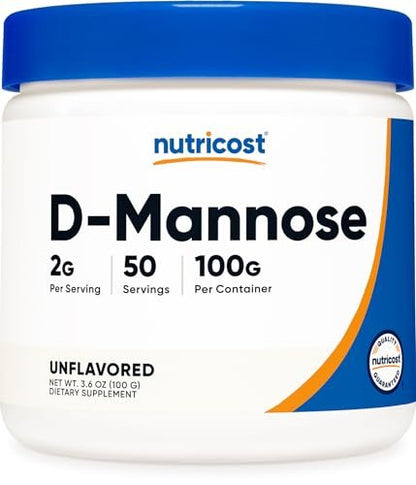 Nutricost D-Mannose Pulver 100 Gramm (50 Portionen) - Nicht-GVO und Glutenfrei