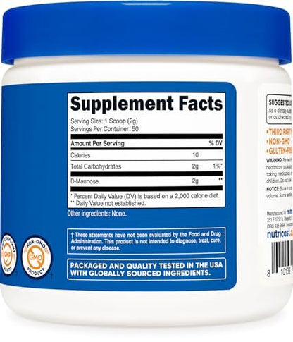 Nutricost D-Mannose Pulver 100 Gramm (50 Portionen) - Nicht-GVO und Glutenfrei