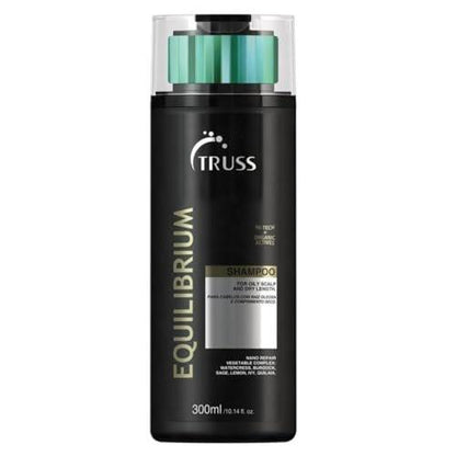 TRUSS Equilibrium Shampoo für fettiges Haar – Kopfhautbehandlung bei Juckreiz für coloriertes Haar – Hilft, fettige Kopfhaut & trockene Spitzen auszugleichen – Feuchtigkeitsspendende & reinigende Formel – Salz- & farbstofffrei (300 ml)