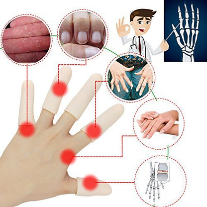 Gel-Fingerlinge, Fingerprotektor-Set (14 Stück) – Neue Material-Fingerhülsen gegen Triggerfinger, Handekzeme, rissige Finger, Fingerarthritis und mehr (10 lange + 4 kurze)
