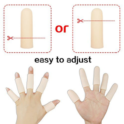 Gel-Fingerlinge, Fingerprotektor-Set (14 Stück) – Neue Material-Fingerhülsen gegen Triggerfinger, Handekzeme, rissige Finger, Fingerarthritis und mehr (10 lange + 4 kurze)