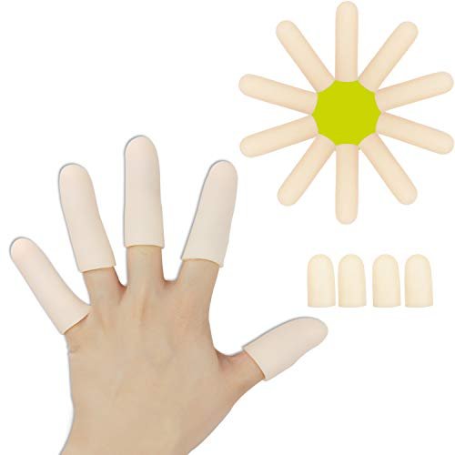 Gel-Fingerlinge, Fingerprotektor-Set (14 Stück) – Neue Material-Fingerhülsen gegen Triggerfinger, Handekzeme, rissige Finger, Fingerarthritis und mehr (10 lange + 4 kurze)