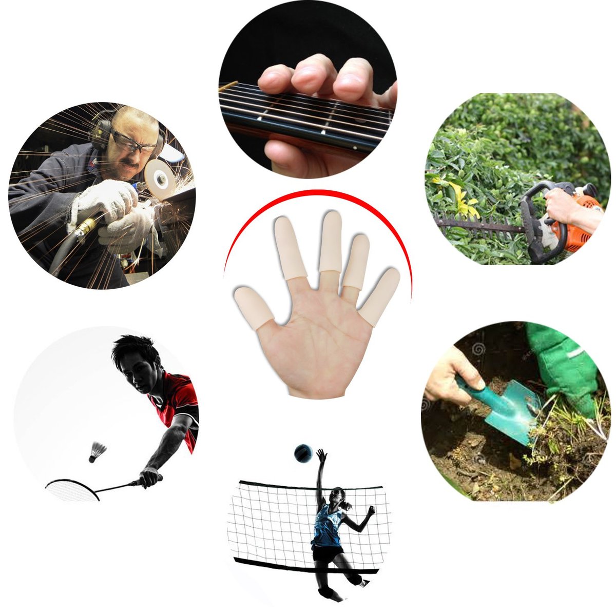 Gel-Fingerlinge, Fingerprotektor-Set (14 Stück) – Neue Material-Fingerhülsen gegen Triggerfinger, Handekzeme, rissige Finger, Fingerarthritis und mehr (10 lange + 4 kurze)
