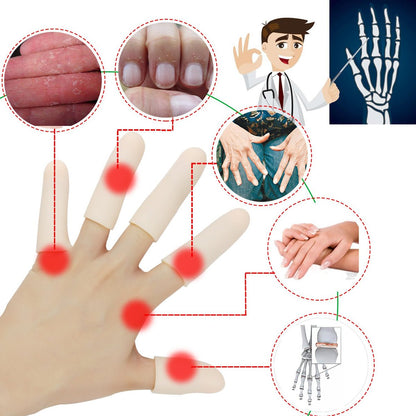 Gel-Fingerlinge, Fingerprotektor-Set (14 Stück) – Neue Material-Fingerhülsen gegen Triggerfinger, Handekzeme, rissige Finger, Fingerarthritis und mehr (10 lange + 4 kurze)