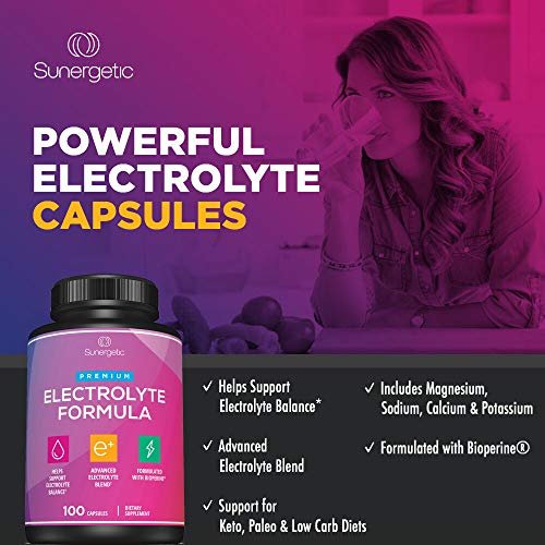 Premium Elektrolyt-Kapseln – Unterstützung für Keto, Low Carb, Rehydrierung & Erholung – Elektrolyt-Ersatz-Tabletten – Enthält Elektrolytsalze, Magnesium, Natrium, Kalium – 100 Kapseln