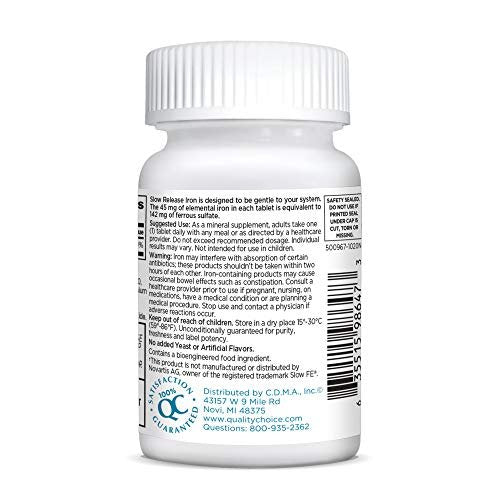 Quality Choice Eisen Hochdosiert mit langsamer Freisetzung, 45 mg, 60 Tabletten (Packung mit 2)