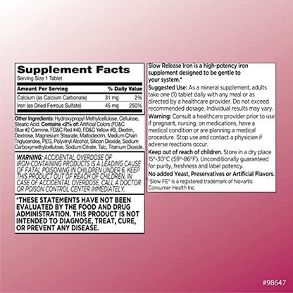 Quality Choice Eisen Hochdosiert mit langsamer Freisetzung, 45 mg, 60 Tabletten (Packung mit 2)