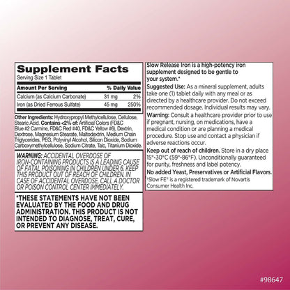 Quality Choice Eisen Hochdosiert mit langsamer Freisetzung, 45 mg, 60 Tabletten (Packung mit 2)