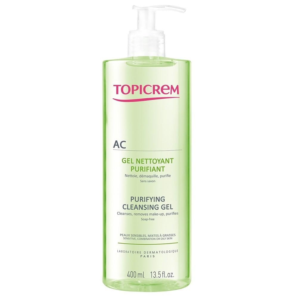 Topicrem AC Reinigungsgel 400 ml – Sanfte Gesichtsreinigung für zu Akne neigende Haut