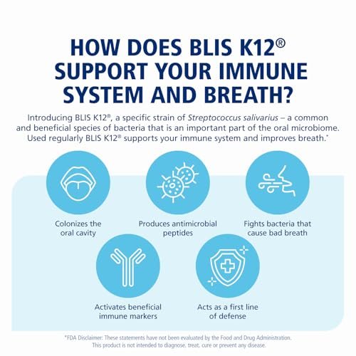 BLIS ThroatHealth Orale Probiotika K12 – Immun- & Rachenunterstützung, Vanille – 30 Lutschtabletten, 2,5 Milliarden KBE