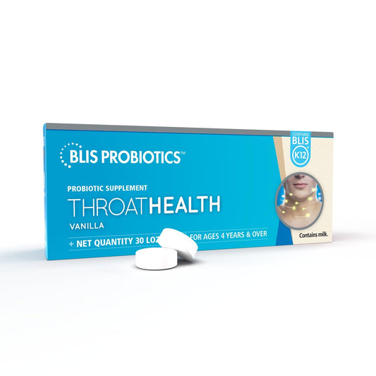 BLIS ThroatHealth Orale Probiotika K12 – Immun- & Rachenunterstützung, Vanille – 30 Lutschtabletten, 2,5 Milliarden KBE
