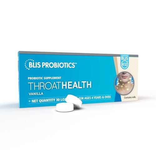 BLIS ThroatHealth Orale Probiotika K12 – Immun- & Rachenunterstützung, Vanille – 30 Lutschtabletten, 2,5 Milliarden KBE
