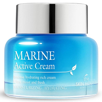THE SKIN HOUSE Marine Active Cream 50ml – Tiefenfeuchtigkeit & reichhaltige Pflege mit Hyaluronsäure, Betain, Squalan, Spirulina – Koreanische Gesichtscreme für trockene Haut