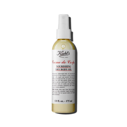 Kiehl's Creme de Corps Nährendes Trockenöl-Spray – Leichtes Körperöl für geschmeidige, weiche Haut mit Squalan und Traubenkernöl, Vanille- und Mandelduft, 5,9 fl oz