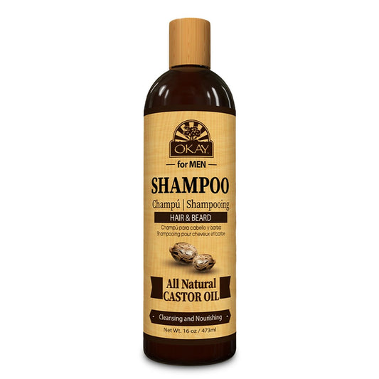OKAY for MEN Rizinusöl Haar- & Bartshampoo – Feuchtigkeitsspendendes Shampoo für gesundes Haar- und Bartwachstum, pflegende Reinigung, Stärkung und Reparatur von Schäden, natürlich, sulfatfrei – 473 ml