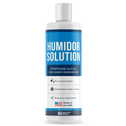 Essential Values Cigar Humidor Solution – 16oz Propylenglykol-Lösung (PG) für Luftbefeuchter – Zigarren Juice – Zubehör für Humidor