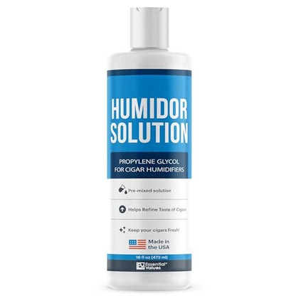 Essential Values Cigar Humidor Solution – 16oz Propylenglykol-Lösung (PG) für Luftbefeuchter – Zigarren Juice – Zubehör für Humidor