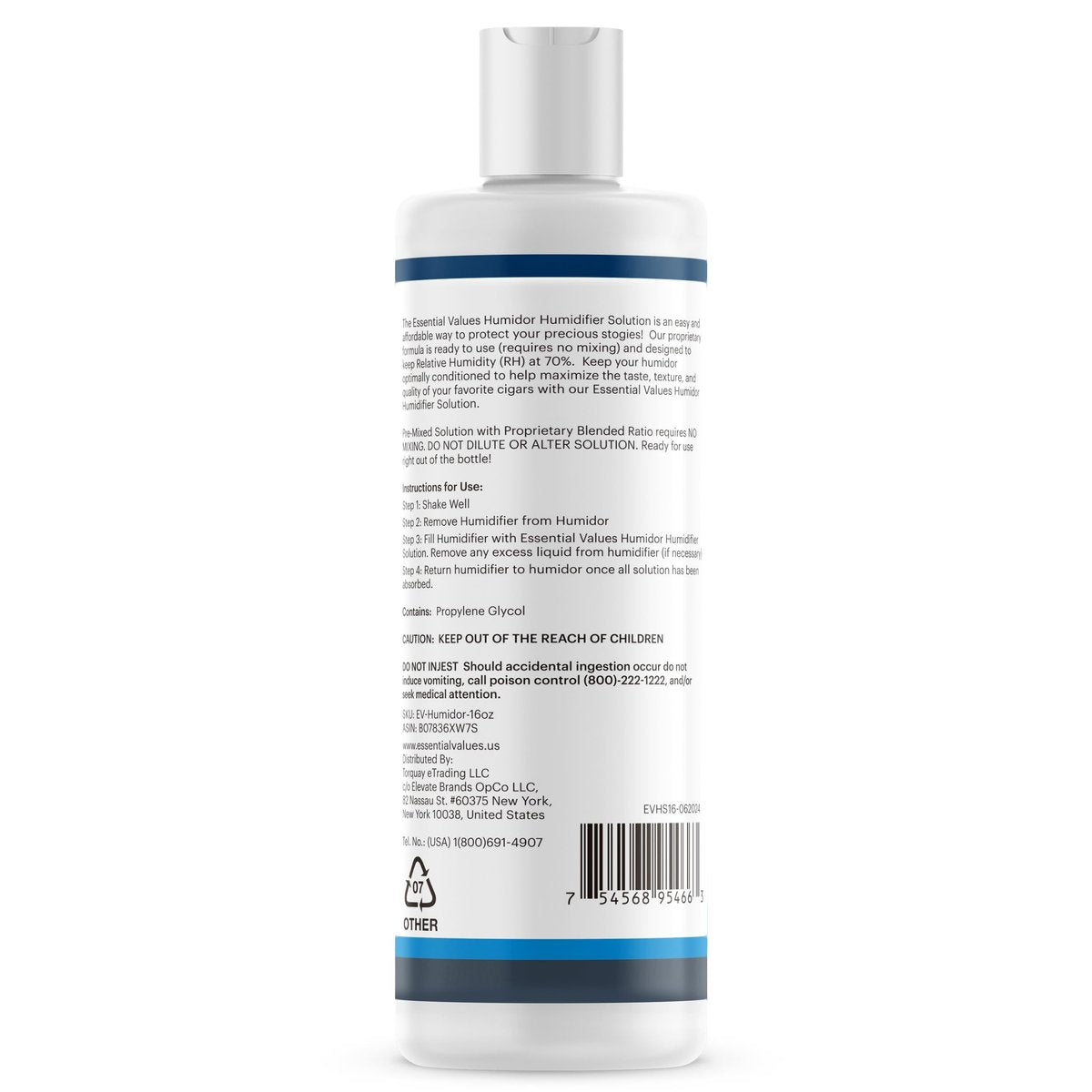 Essential Values Cigar Humidor Solution – 16oz Propylenglykol-Lösung (PG) für Luftbefeuchter – Zigarren Juice – Zubehör für Humidor