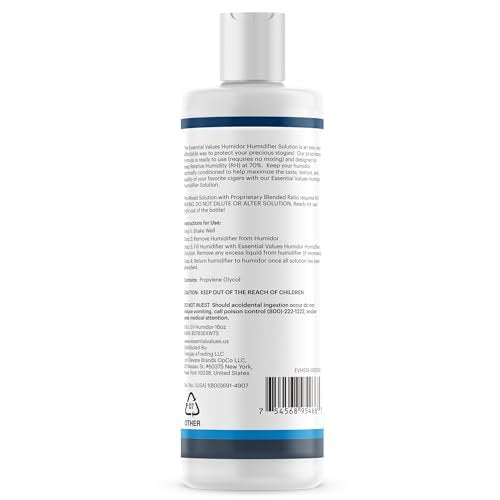 Essential Values Cigar Humidor Solution – 16oz Propylenglykol-Lösung (PG) für Luftbefeuchter – Zigarren Juice – Zubehör für Humidor