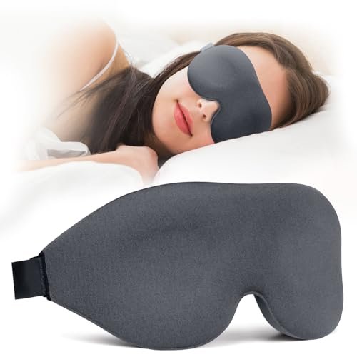 NEWVANGA Schlafmaske für Seiten- und Rückenschläfer – 3D-Nachtblind, null Druck, atmungsaktiv, Luxus-Augenmaske aus Memory-Schaum, Grau