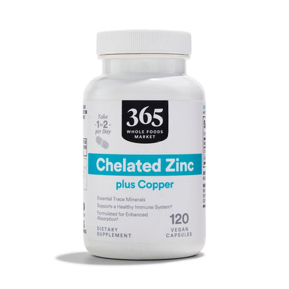 365 by Whole Foods Market Chelatiertes Zink plus Kupfer, 120 Kapseln