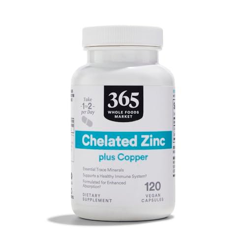 365 by Whole Foods Market Chelatiertes Zink plus Kupfer, 120 Kapseln