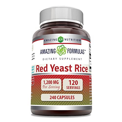 Amazing Formulas Rotschimmelreis 1200mg pro Portion, 240 Kapseln – Nahrungsergänzungsmittel, Non-GMO, Glutenfrei, Hergestellt in den USA