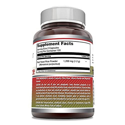 Amazing Formulas Rotschimmelreis 1200mg pro Portion, 240 Kapseln – Nahrungsergänzungsmittel, Non-GMO, Glutenfrei, Hergestellt in den USA