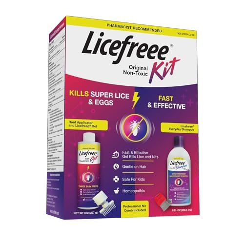 Licefreee! Komplettset - Läusekiller, tägliches Pflegeshampoo und professioneller Nissenkamm in einer Box - Läusebehandlung für Kinder & Erwachsene