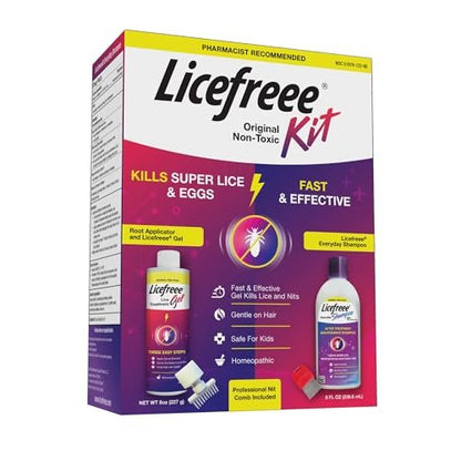 Licefreee! Komplettset - Läusekiller, tägliches Pflegeshampoo und professioneller Nissenkamm in einer Box - Läusebehandlung für Kinder & Erwachsene