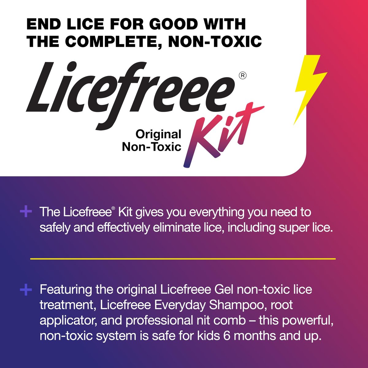Licefreee! Komplettset - Läusekiller, tägliches Pflegeshampoo und professioneller Nissenkamm in einer Box - Läusebehandlung für Kinder & Erwachsene