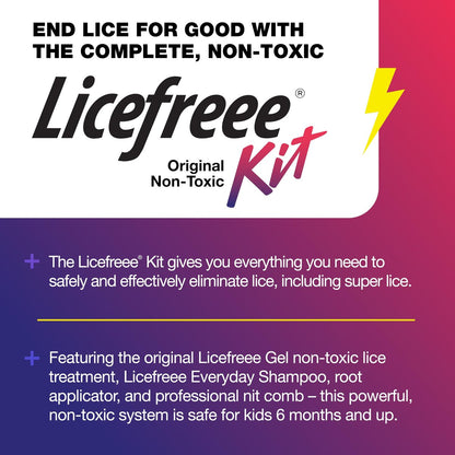 Licefreee! Komplettset - Läusekiller, tägliches Pflegeshampoo und professioneller Nissenkamm in einer Box - Läusebehandlung für Kinder & Erwachsene