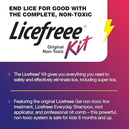 Licefreee! Komplettset - Läusekiller, tägliches Pflegeshampoo und professioneller Nissenkamm in einer Box - Läusebehandlung für Kinder & Erwachsene
