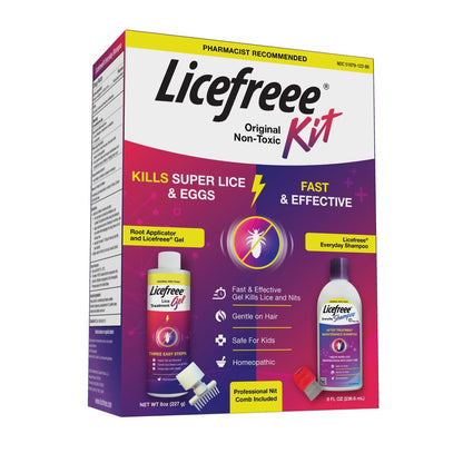 Licefreee! Komplettset - Läusekiller, tägliches Pflegeshampoo und professioneller Nissenkamm in einer Box - Läusebehandlung für Kinder & Erwachsene