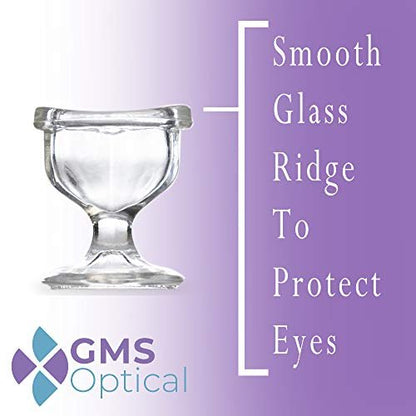 GMS Optical Augenwaschbecher aus optischem Glas – sanfte Linderung bei Allergenen, Reizstoffen, Make-up, Staub, trockenen Augen und mehr – zur Verwendung mit destilliertem Wasser oder Kochsalzlösung (10 ml Volumen)